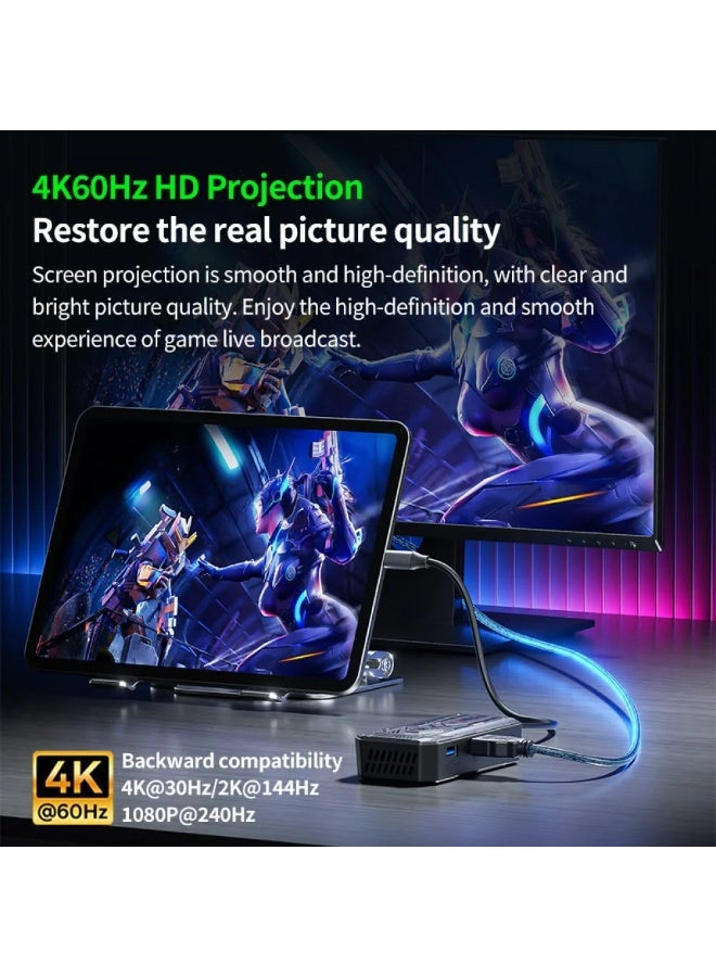 Plextone GS6 Type-C 6-in-1 Hub with 28-Blade Turbo Fan, 4K@60Hz HDMI 2.0 Port, 100W PD Fast Charging, High-Speed ​​Data Transfer via 3 USB 3.0 Ports at Up to 5Gbps, Seamlessly Supports 3.5mm/Type-C/USB Headphones - Image 5