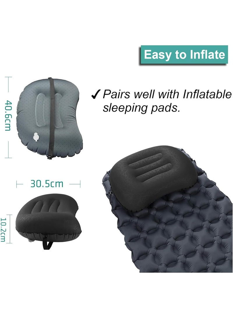 HOMESTAR Inflatable Camping Pillow with a storage bag, Ultralight, Ergonomic Neck & Lumbar Support for Camping, Hiking, Travel, Backpacking, Compact, Compressible & Portable Design, Black - Image 2