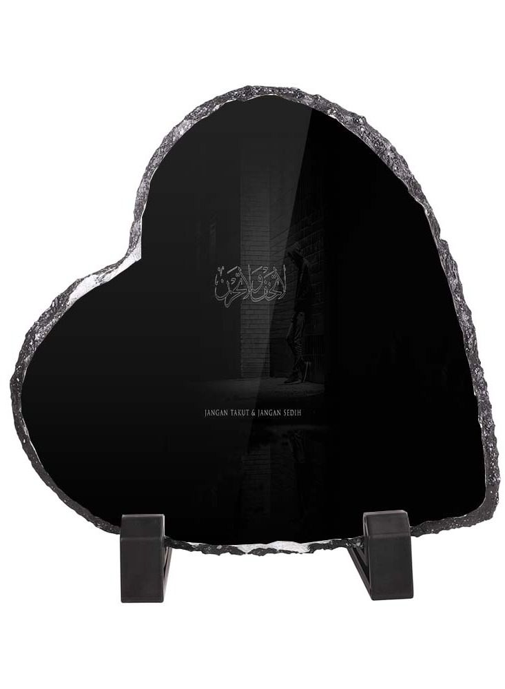 Service Zone Protective Printed White Heart Shape Marble Photo Frame for Table Top Quraan Aayat 