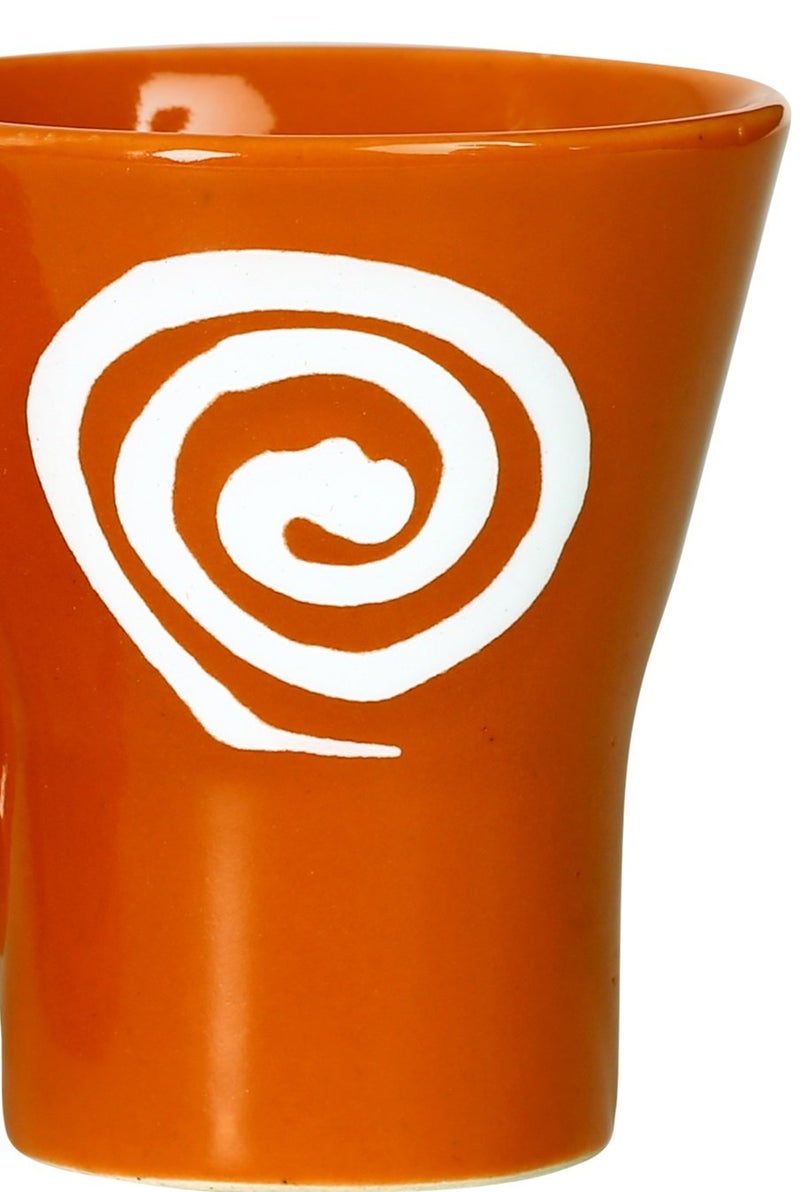Caffeine Ceramic Handmade Orange & White Doodle Tea Cups (Set of 2) - Image 3