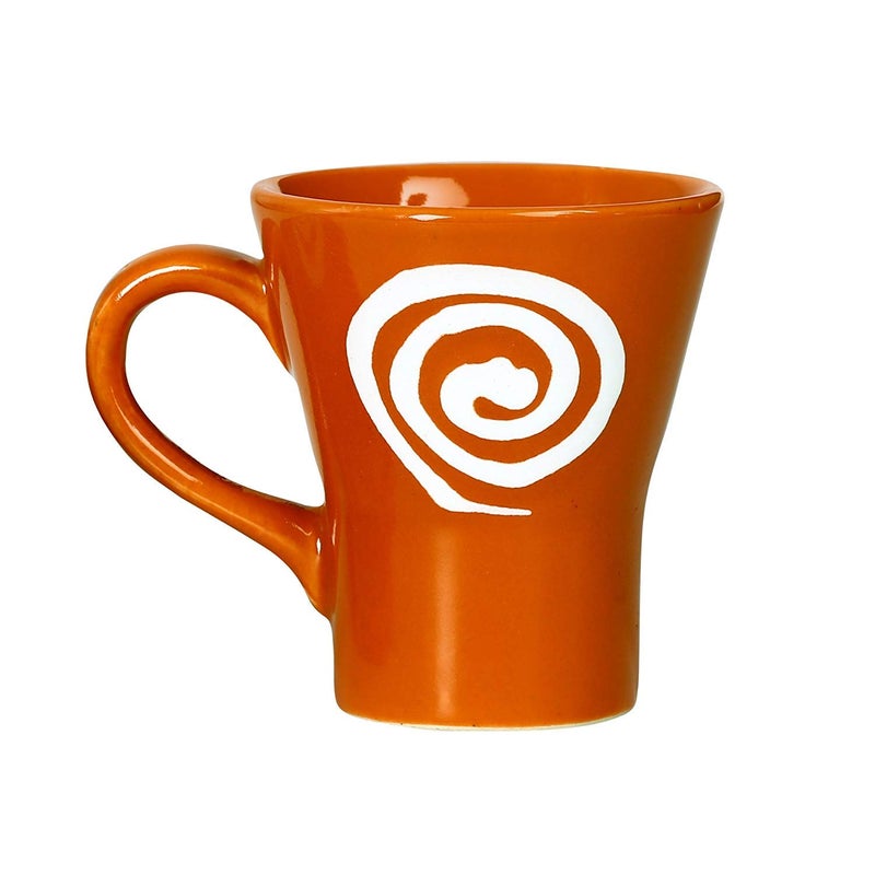 Caffeine Ceramic Handmade Orange & White Doodle Tea Cups (Set of 2) - Image 2