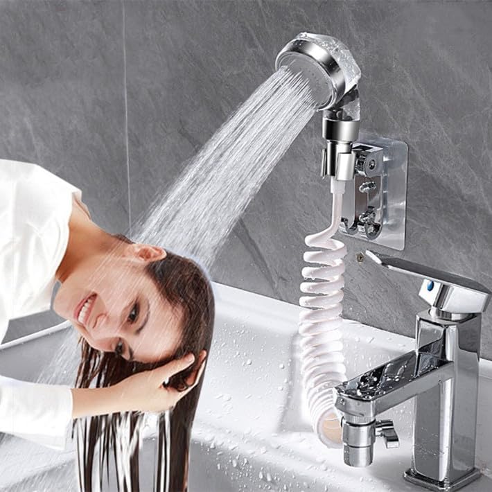VishBin Shower Head Hand Shower Set External Shower Head for Sink Shower Head Set with Hose and Stand Bathroom Installations for Washing Hair Cleaning The Sink and Bidet - Image 1