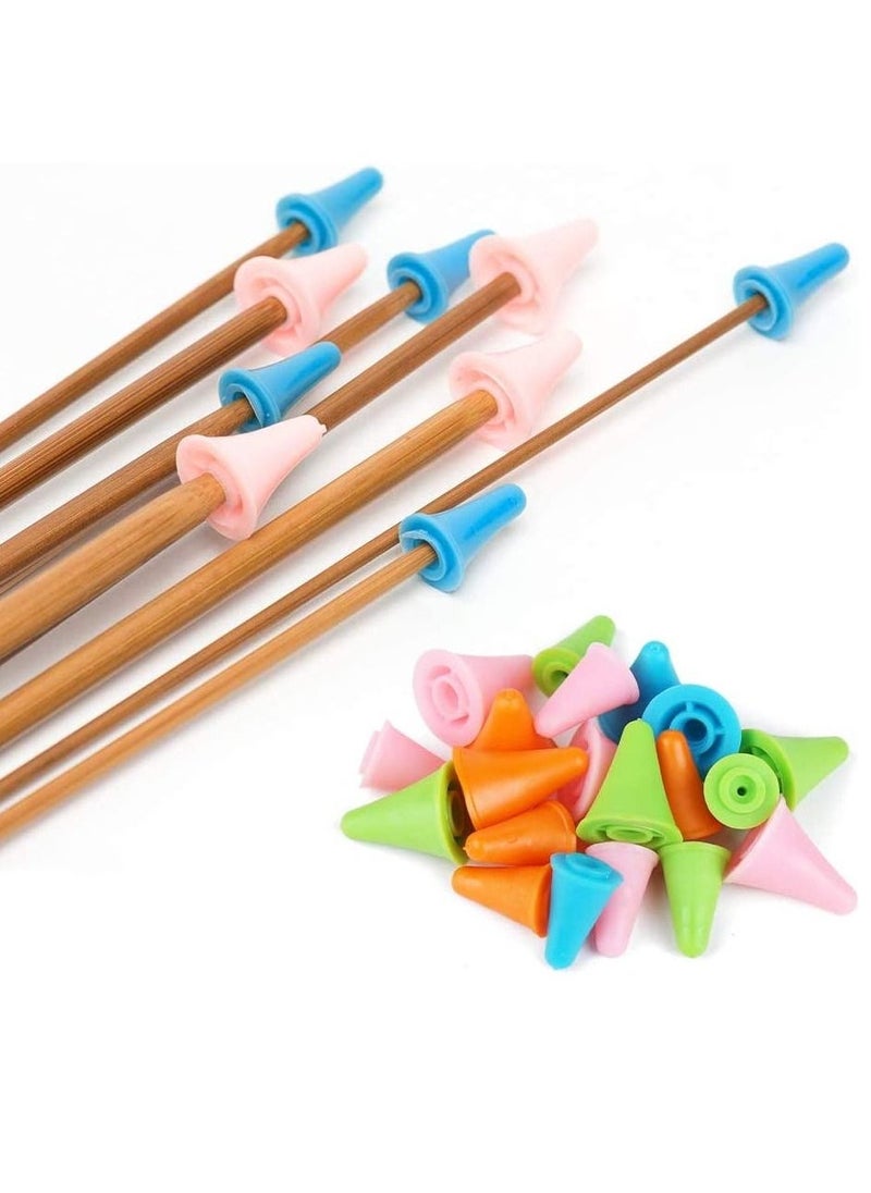 20 PCS Knitting Needles Point Protectors Multi-Colored Knitting Kit Stoppers with Plastic 2 Sizes(10 PCS Small + 10 PCS Big Knitting Needles Cap) Needle Tip Stoppers for Knitting Craft - Image 1