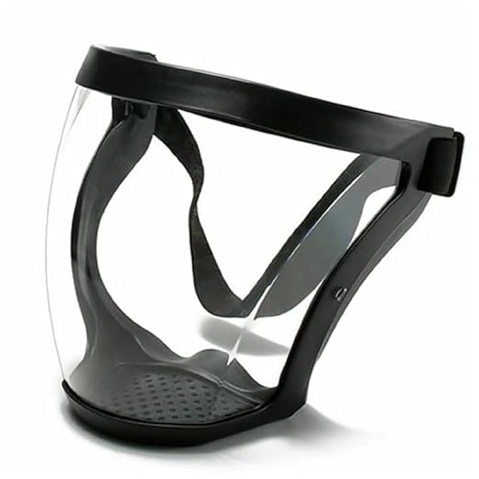 Anti-Fog Full Face Shield Upgraded, Impact & Wind Resistant Cycling Mask with Adjustable Fit, Transparent Protection for Outdoor & Kitchen Use, Heat & Blue Light Blocking