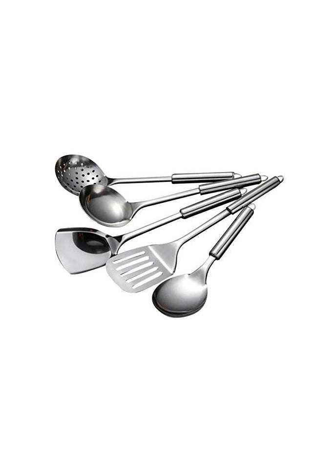 erorex 5 Pcs Stainless Steel Cooking Utensils Set Heat Resistant Kitchen Gadgets Utensil Set Includes Slotted Spoon, Slotted Spatula, Large Spoon, Soup, Spatula - Image 1