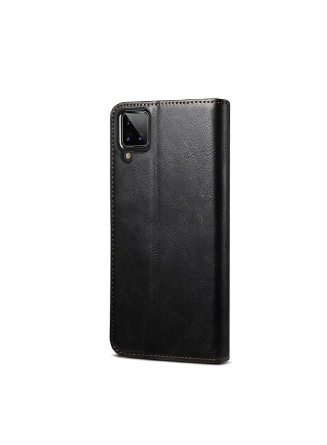 S-TOP Case For Samsung Galaxy A12 5G Simple Wax Crazy Horse Texture Horizontal Flip Leather Case with Card Slots & Wallet - Image 3