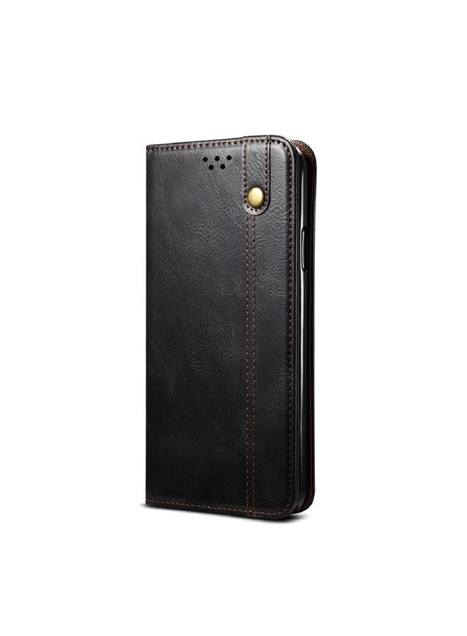 S-TOP Case For Samsung Galaxy A12 5G Simple Wax Crazy Horse Texture Horizontal Flip Leather Case with Card Slots & Wallet - Image 2