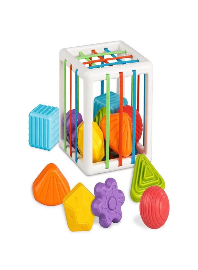 Montessori Toys for 1 Year Old,Baby Sorter Toy Colorful Cube and 6 Pcs Multi Sensory Shape, Toddler Developmental Learning Toys Birthday Gifts,Baby Toys 6-12-18 Months - Image 1