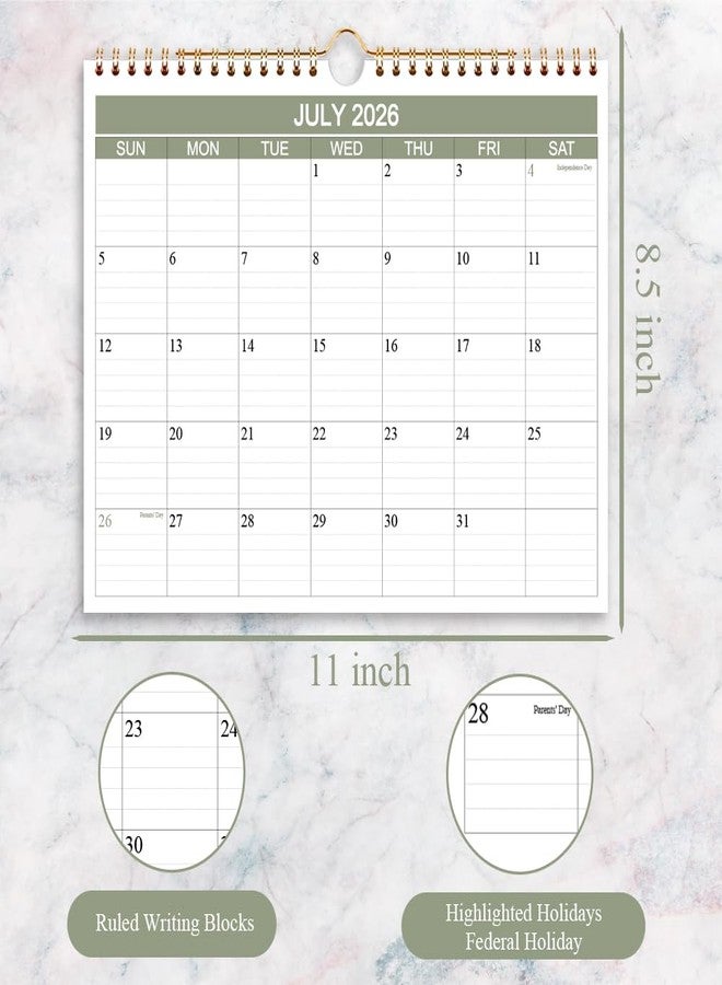 Getvow 2026-2027 Calendar- Wall Calendar 2026-2027 Runs from July 2026 to December 2027-18 Months Calendar with Thick Paper for Home or Office, 8.5 x 11 Inches, Green - Image 3