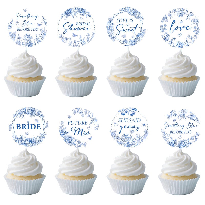 Aposwow Something Blue Before I Bridal Shower Do Cupcake Toppers Decorations, 24PCS Something Blue Bridal Shower Cupcake Picks Decoration for Bachelorette Engagement Wedding Party Decor - Image 1