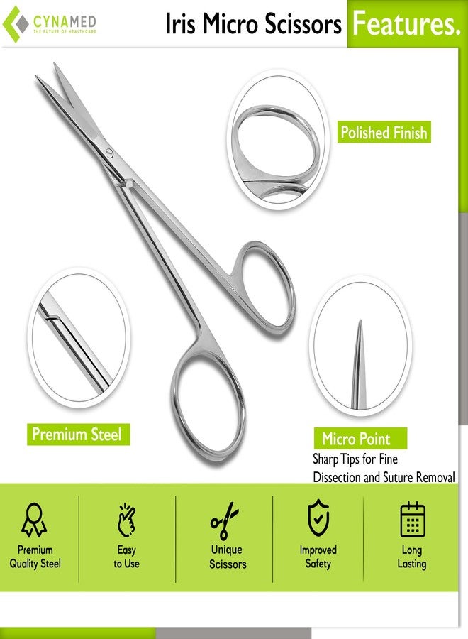 Cynamed Iris Micro Dissecting Precision Lab Scissors, Fine Point Straight - Perfect for Doctors, Nurses, EMS, Students, Education & Training and More (Pack of 1) - Image 2