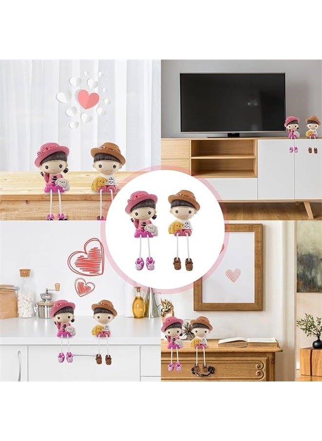 yongsheng Couple Figurines TV Cabinet Resin Long Leg Dolls Figurine Valentines Long Leg Doll Couple Sitting Resin Ornaments Crafts for Home Fairy Bookshelf Desk Car Bedroom Decor Couple  - Image 5