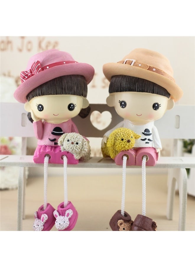 yongsheng Couple Figurines TV Cabinet Resin Long Leg Dolls Figurine Valentines Long Leg Doll Couple Sitting Resin Ornaments Crafts for Home Fairy Bookshelf Desk Car Bedroom Decor Couple  - Image 2