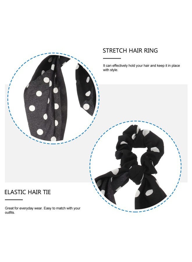 Beaupretty 3pcs Hair Scarf Hair Scrunchies Polka Dot Ribbon Ponytail Scarves with Bow Headdress for Women Girls  - Image 3