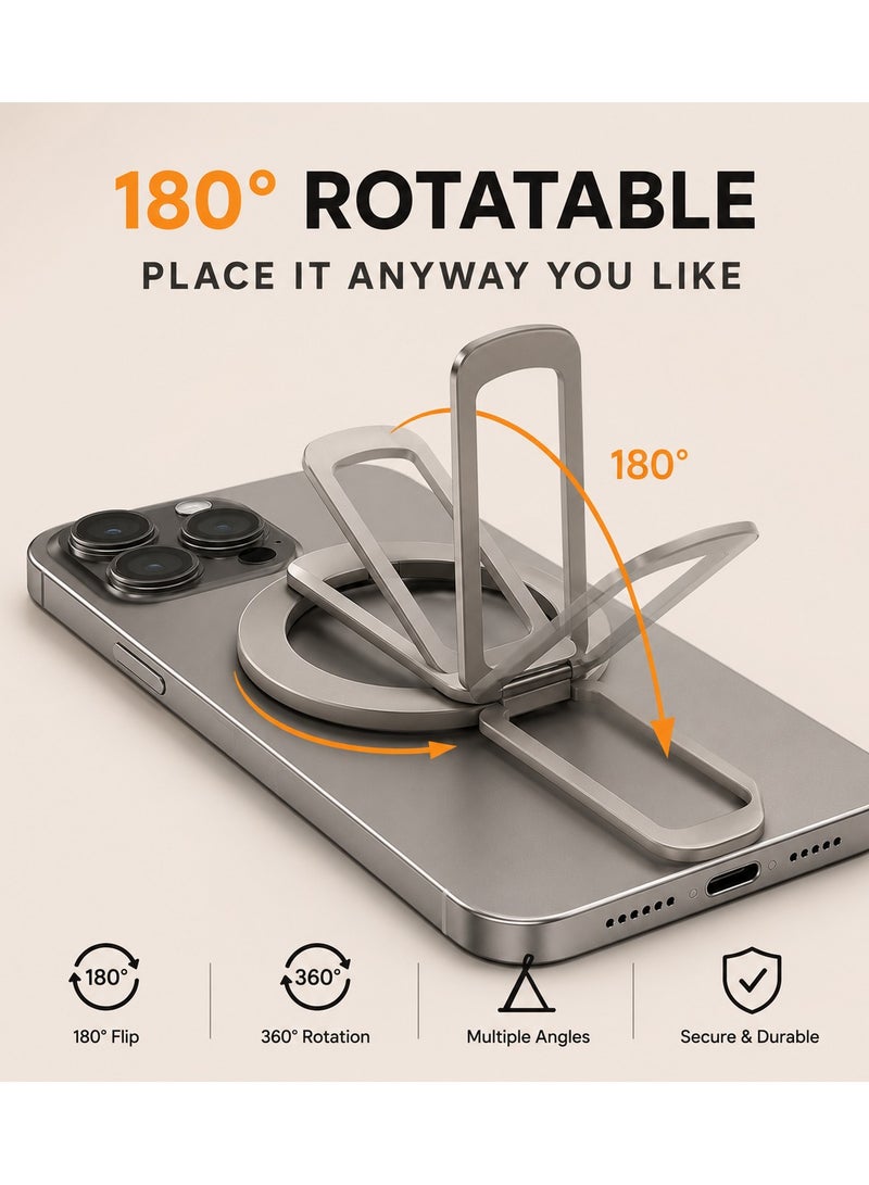 O Ozone Magnetic Phone Ring Holder 360° Rotating Grip Stand Strong Magnetic Finger Ring Kickstand Anti-Drop Metal Holder for iPhone 16/15/14/13/12 -Black - Image 4