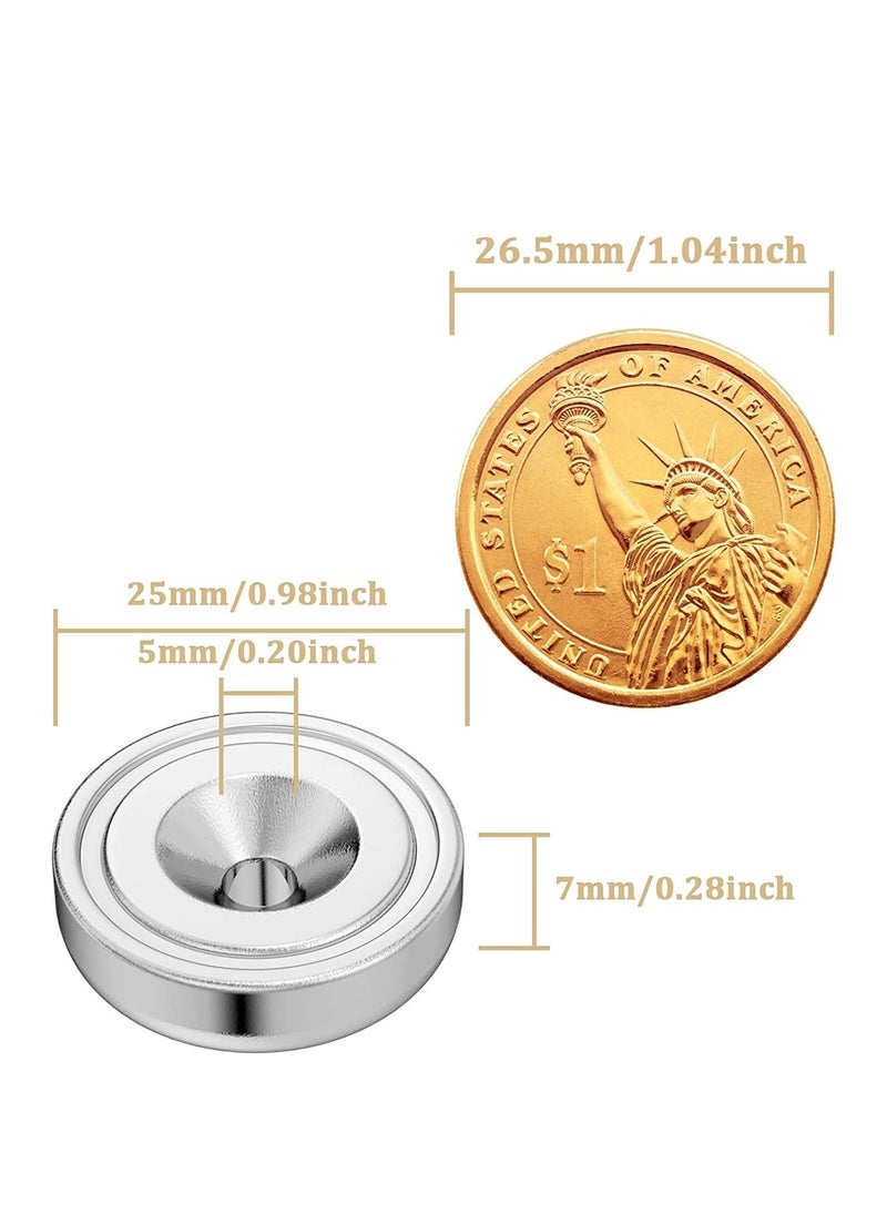 SYOSI - SYOSI 10 Pack Strong Neodymium Cup Magnets 0.98 In Round Rare Earth Strong Magnets Heavy Duty with Holes and Screws Industrial Strength Rare Earth Magnets for Home Kitchen Office Wall - Image 1