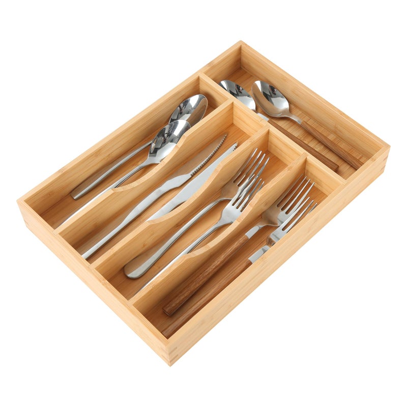 Upassion Bamboo Kitchen Drawer Organizer, 8.25 Inch Silverware Utensil Holder for Samll Drawer, Silverware Organizer for Cutlery Knives - Image 1