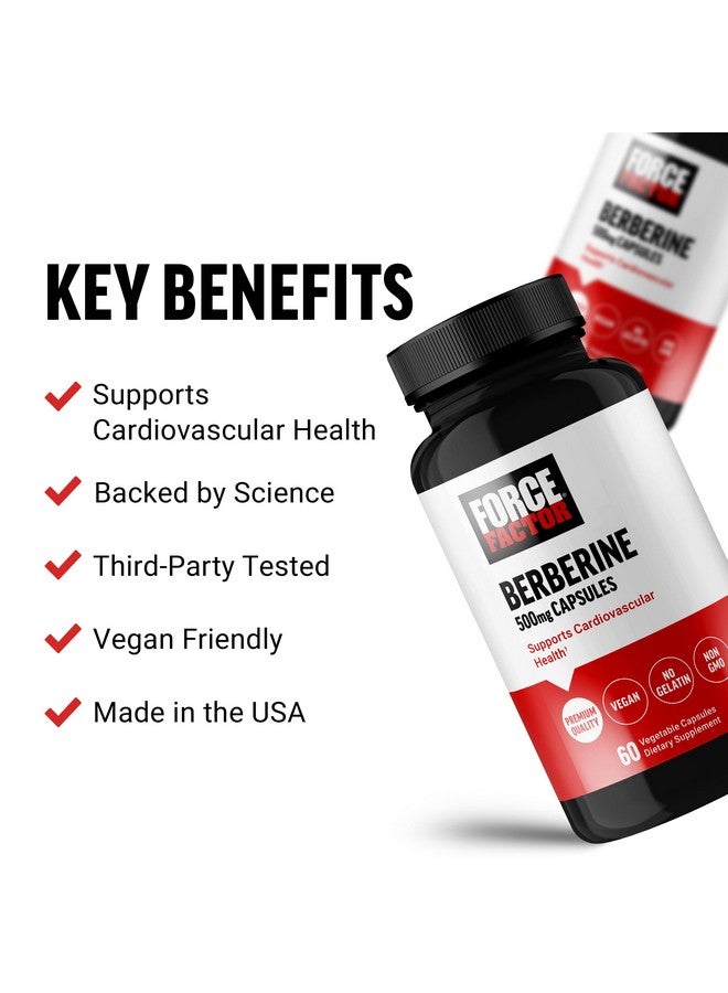 Force Factor FORCE FACTOR Berberine 500mg Supplement, Cardiovascular Support Supplement, Supports Heart Health, Premium Quality, Vegan, No Gelatin, Non-GMO, 60 Vegetable Capsules  - Image 2