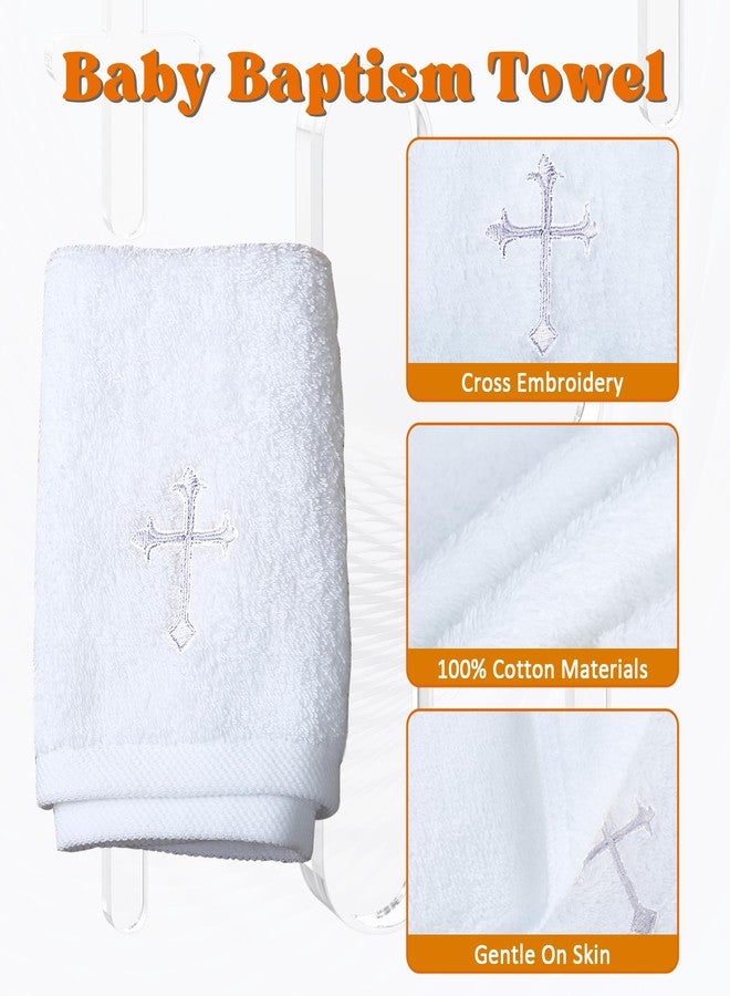 Ohmique Baptism Towel with Baptism Shell Set - Baptism Towel for Boys and Girls, White Christening Cloth with Embroidery Cross, 100% Cotton Baptismal Cloth Baptismal Gifts for Infants Toddlers Kids (SILVER) - Image 4