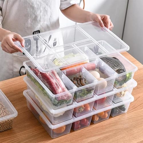 Xiran Fridge Storage Boxes, Fridge Organizers Storage Box Set, Freezer Storage Containers, Refrigerator Organiser, Fridge Storage Containers for Vegetables, Fruits, Fish, Meat (Pack of 1) - Image 4