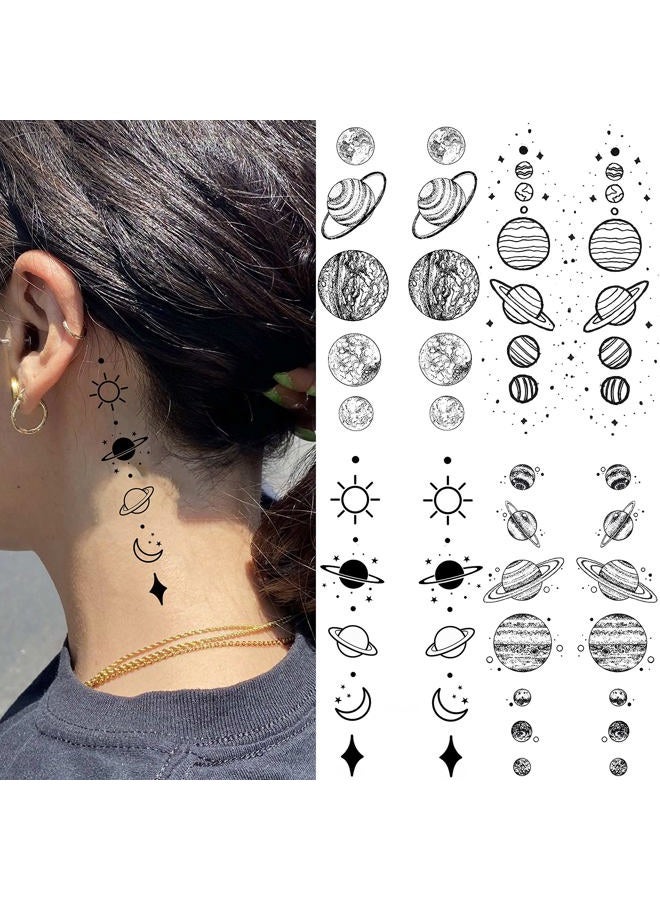 Shegazzi 15 Sheets Realistic Space Planets Chain Temporary Tattoos For Women Men Arm Neck, Butterfly Solar System Moon Sun Star Fake Tattoo Sticker, Small Universe Tatoos Kids Girls Boys Forearm Body  - Image 2