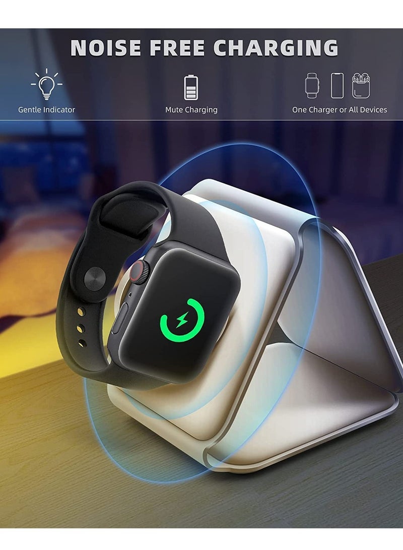 Beauenty Wireless Charging, 3 in 1 Wireless Charger,Wireless Magnetic Fast Charging Foldable Dock station Charger for iPhone 14/13/12/11/8/Pro/Max,for iWatch,forAirPods 3/2/Pro and for Samsung - Image 3