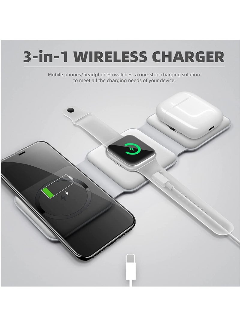 Beauenty Wireless Charging, 3 in 1 Wireless Charger,Wireless Magnetic Fast Charging Foldable Dock station Charger for iPhone 14/13/12/11/8/Pro/Max,for iWatch,forAirPods 3/2/Pro and for Samsung - Image 5