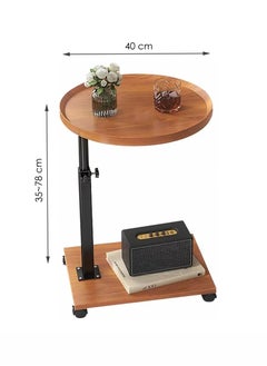 Toshionics C-Shaped Round Table Side Table Adjustable Round Mobile Coffee Table With Wheels Included Simple Round Coffee Table With Rollers Side Table for Living Room Bedside Table  - Image 2