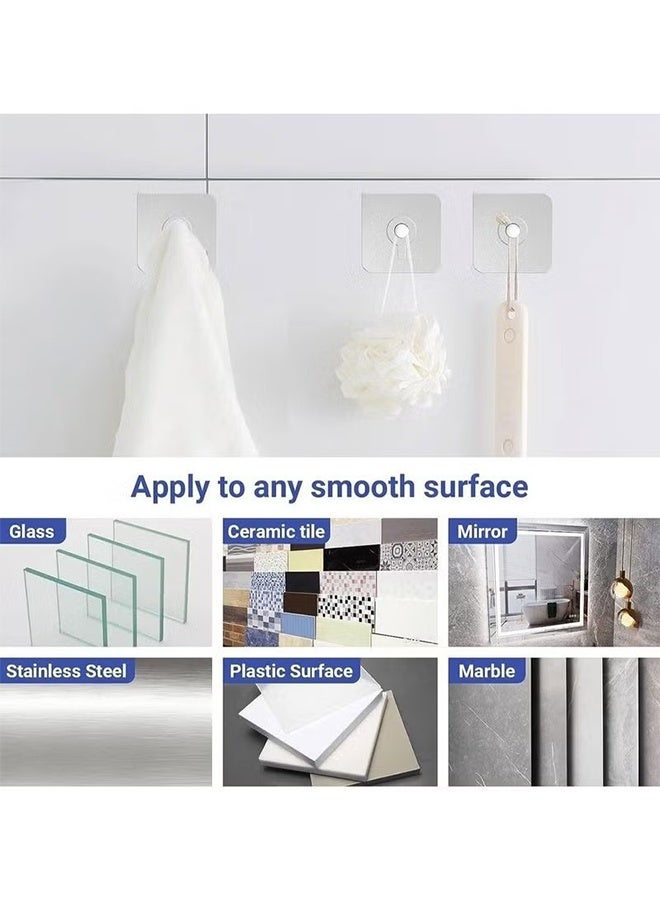 YJ Adhesive Hooks Heavy Duty, 20Pcs Wall Hooks for Hanging, Wall Hangers without Nails, 2 in 1 Screw Free Sticker for Wall Mount Shelf, Waterproof Rustproof Wall Hook for Bathroom Bedroom Picture Hanger - Image 3