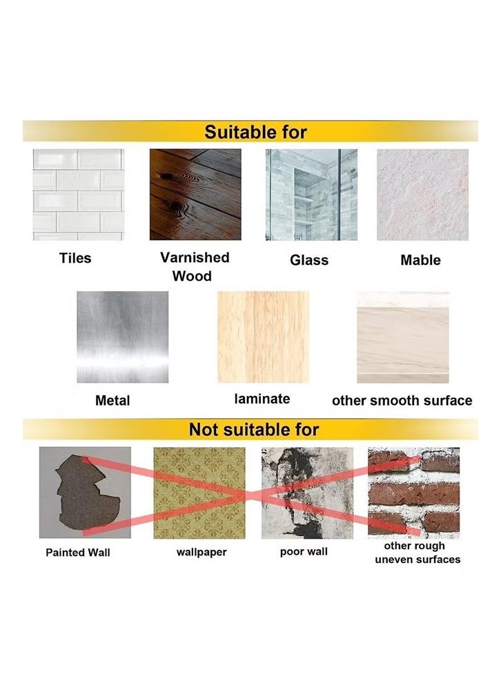 YJ Adhesive Hooks Heavy Duty, 20Pcs Wall Hooks for Hanging, Wall Hangers without Nails, 2 in 1 Screw Free Sticker for Wall Mount Shelf, Waterproof Rustproof Wall Hook for Bathroom Bedroom Picture Hanger - Image 5