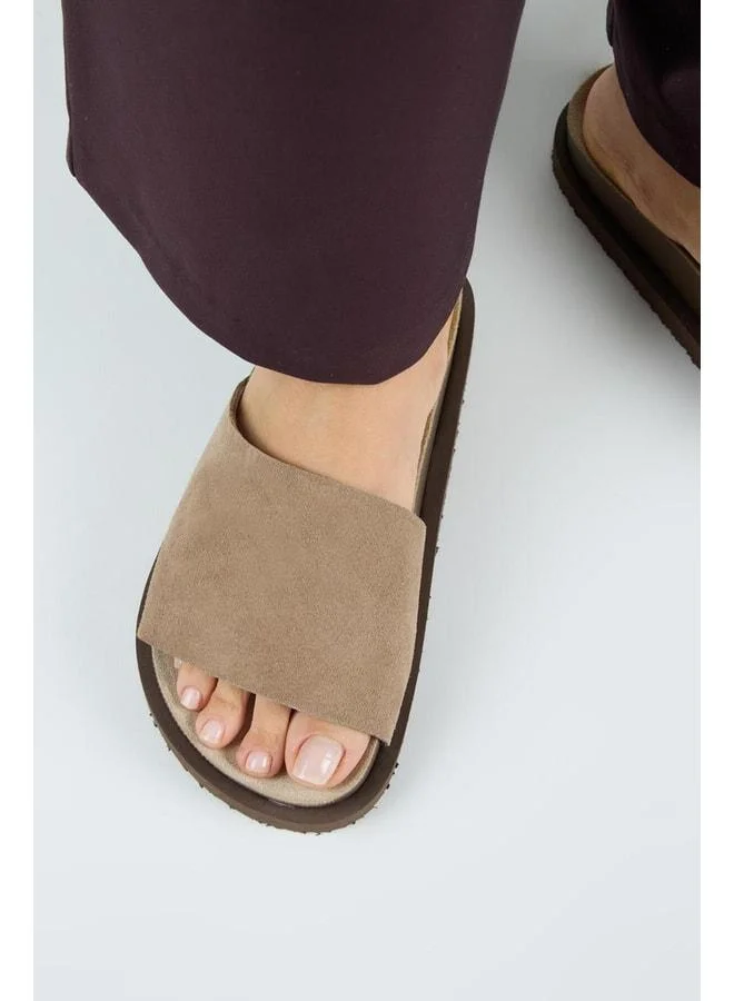 Lizette Women's Genuine Leather Single-Band Beige Slipper