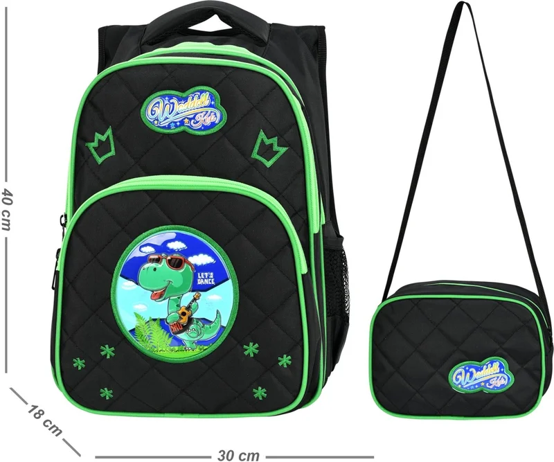 Waddell Licensed Dinosaur Patterned Embos Primary School Backpack and Lunch Box