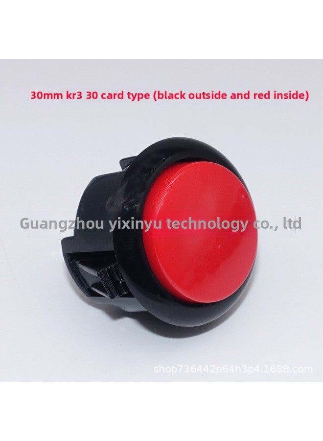 Imitation Three And Button Two-color Mixed Color 30 Card Arcade Computer Game Button 30MM MIX PUSHBUTTON-Product Color:K/r: Black Outside And Red Inside  - Image 1