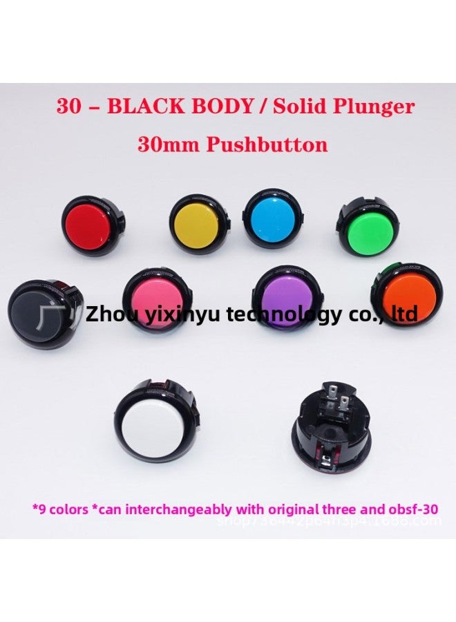 Imitation Three And Button Two-color Mixed Color 30 Card Arcade Computer Game Button 30MM MIX PUSHBUTTON-Product Color:K/r: Black Outside And Red Inside  - Image 2