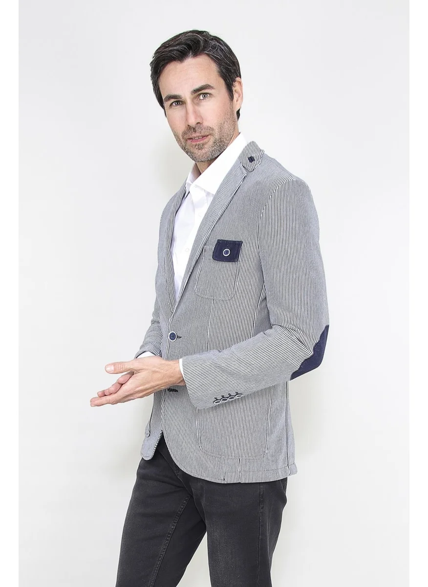 الكسندر جاردي Alexandergardı Striped Slim Fit Jacket, New Season (E20-146503)