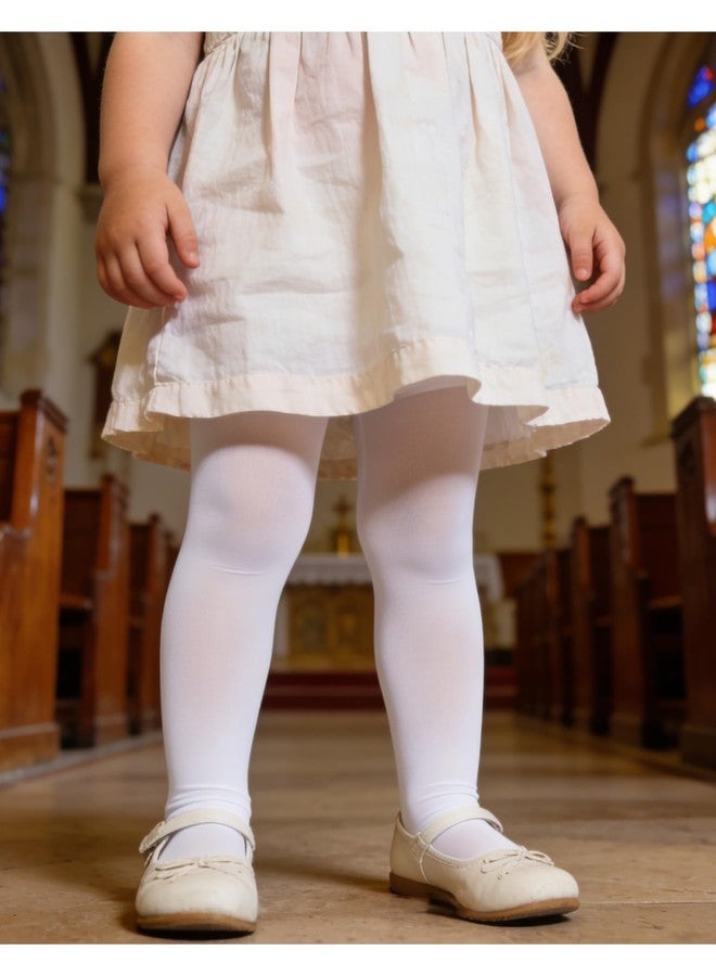 Mini angel Toddler Tights White Baby Girl Ballet Tights Girls Ultra Soft Dance Tight 6-12 Months Footed Leggings Stockings 3 Pack(White, S) - Image 2