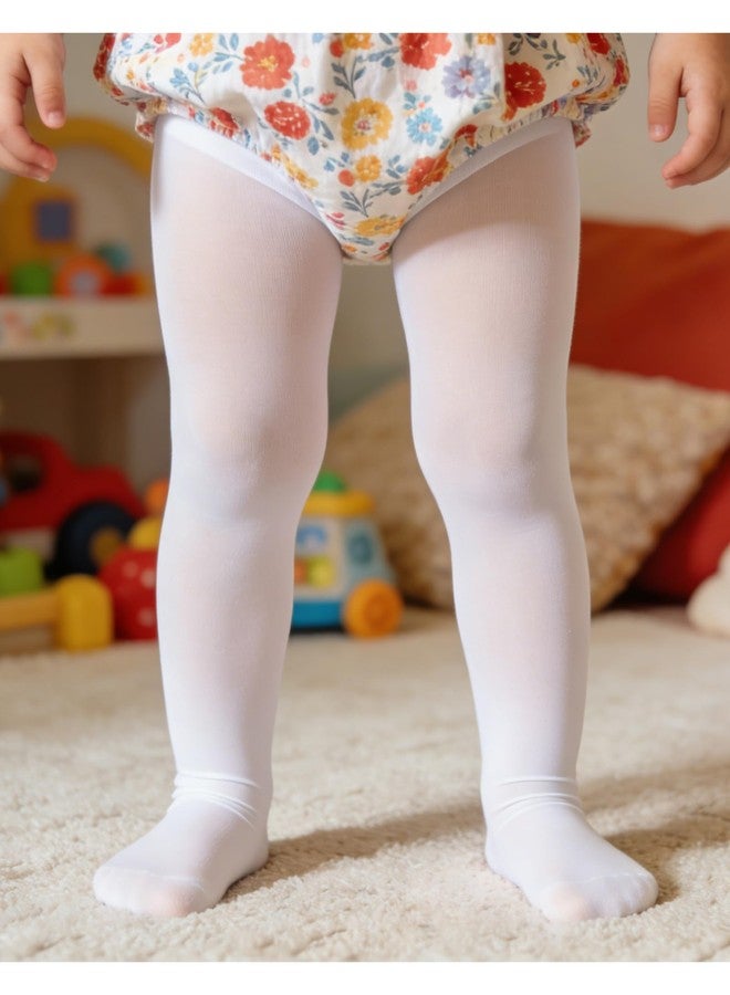 Mini angel Toddler Tights White Baby Girl Ballet Tights Girls Ultra Soft Dance Tight 6-12 Months Footed Leggings Stockings 3 Pack(White, S) - Image 3