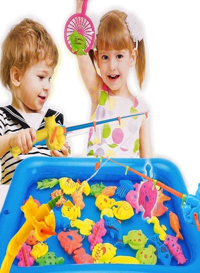 Timisea 6 Pieces Fishing Rod Magnetic Fishing Game Educational Learning Toys 3 Colors Plastic Floating Fish Toddler Color Ocean Sea Animals for Children and Adult Magnetic Fishing Rod Game - Image 2