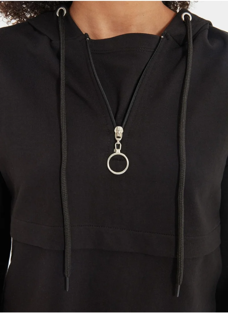 trendyol Zip Through Knitted Hoodie