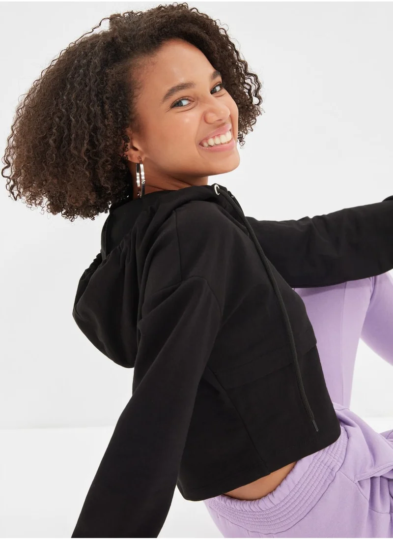 trendyol Zip Through Knitted Hoodie