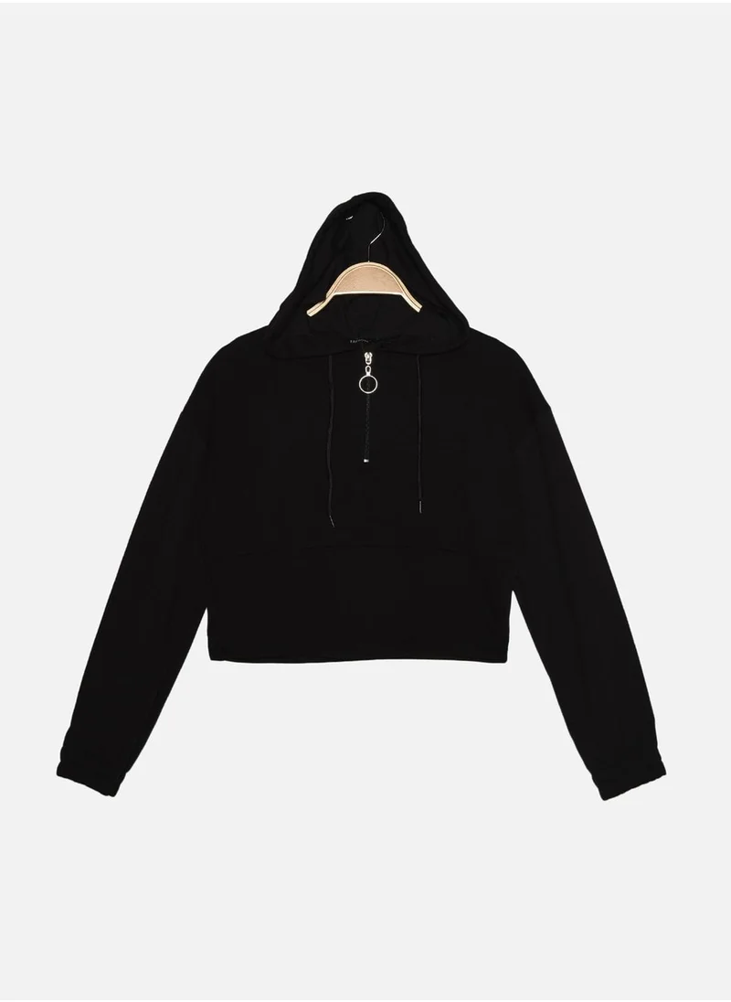 trendyol Zip Through Knitted Hoodie