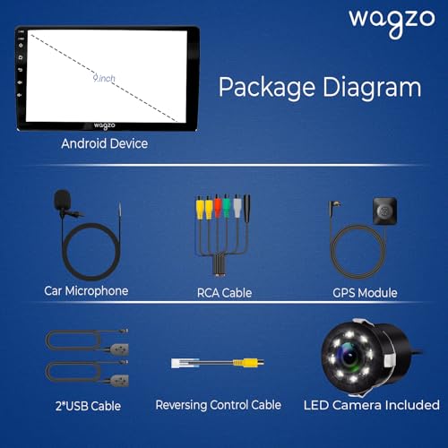 Wagzo Car Android System Touch Screen 9 Inch Car Play Android Auto Wireless|TS9Pro Player|4GB/64GB|4th Gen|4Core|IPS Display|GPS&Bluetooth|WiFi&FM|Steering Control| LED Camera Included - Image 5