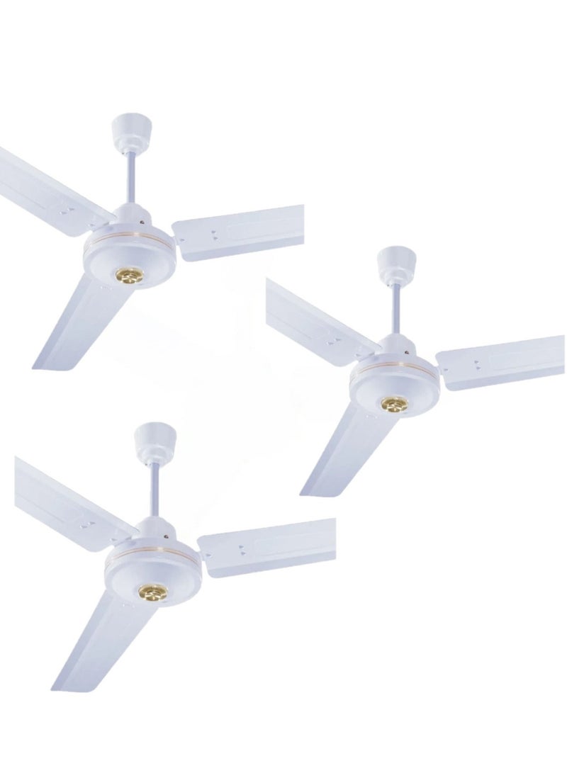 REFURA 3 Pieces of 56" Inch 3 Blade Ceiling Fan with Speed Regulator 75 Watts White RE-712 - Image 1