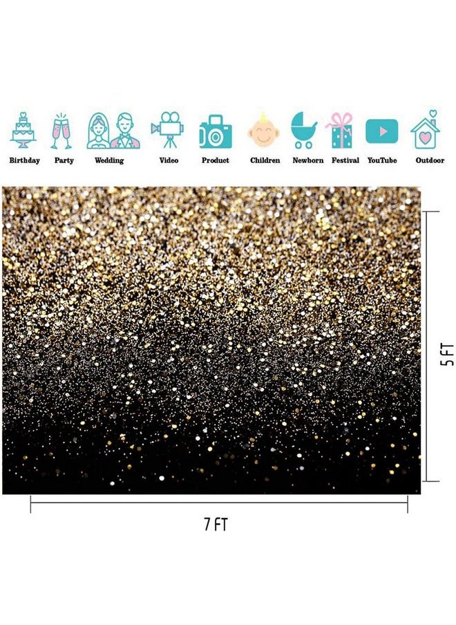 CYLYH 7X5Ft Black And Gold Backdrop Golden Spots Backdrop Vintage Astract Glitter Background Wedding Adult Baby Children Holiday Party Decor D417  - Image 5
