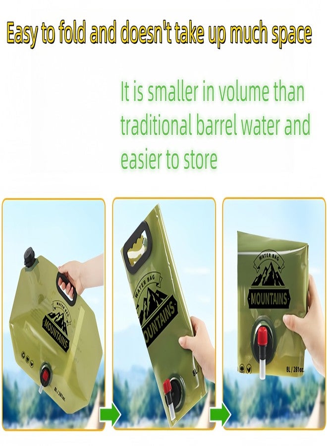 KINGVELLY 2PCS Camping Portable Folding Water Bag,Outdoor Water Storage Container with Adjustable Faucet, BPA-Free Food Grade Material, 8L Large Capacity Camping Water Carrier (Beige/Military Green Random) - Image 5