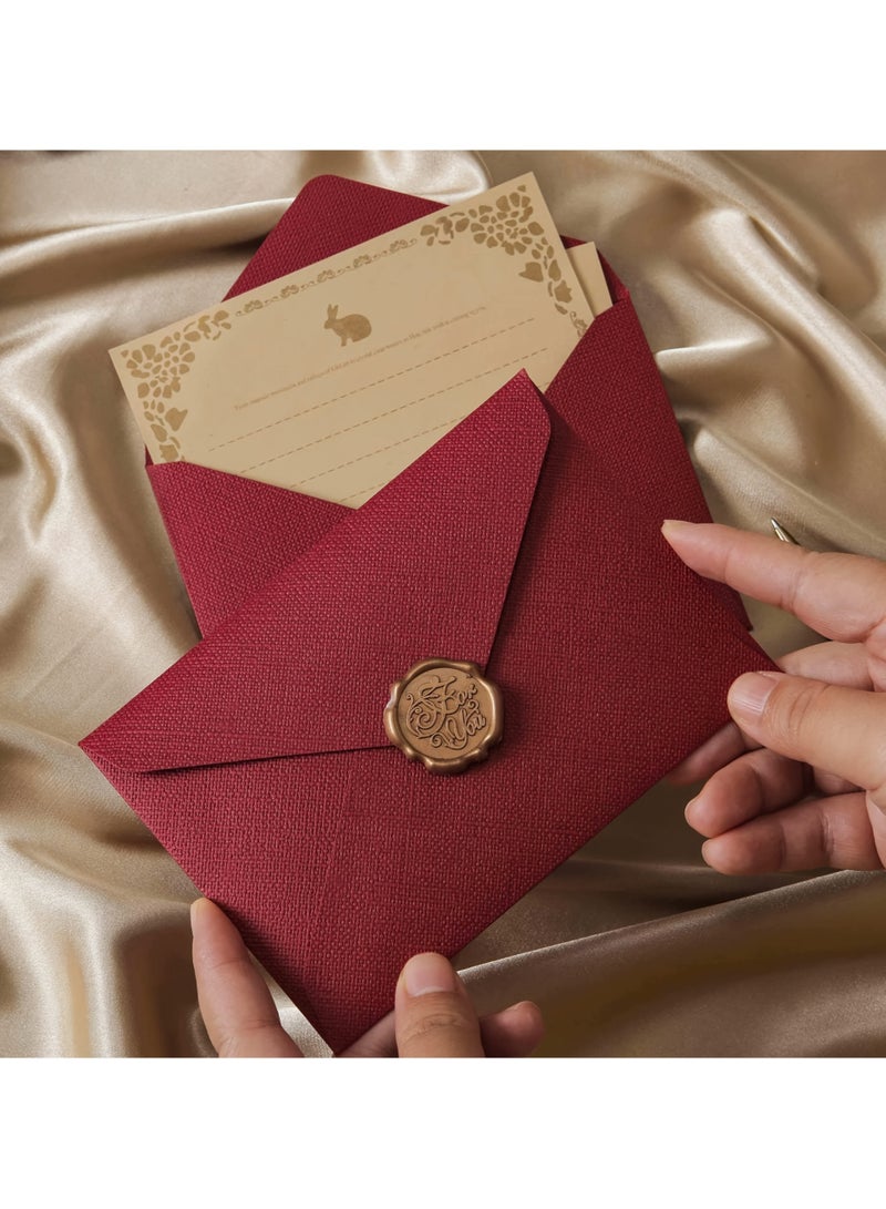 16Pcs Premium Linen Envelope Kit for Handwritten Love Letters & Birthday Cards - 3 Thick Envelopes + 10 Stationery Sheets + 3 Wax Seals Gift Set - Image 2