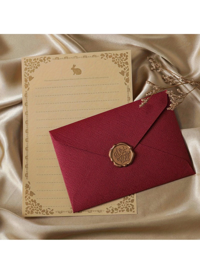 16Pcs Premium Linen Envelope Kit for Handwritten Love Letters & Birthday Cards - 3 Thick Envelopes + 10 Stationery Sheets + 3 Wax Seals Gift Set - Image 1