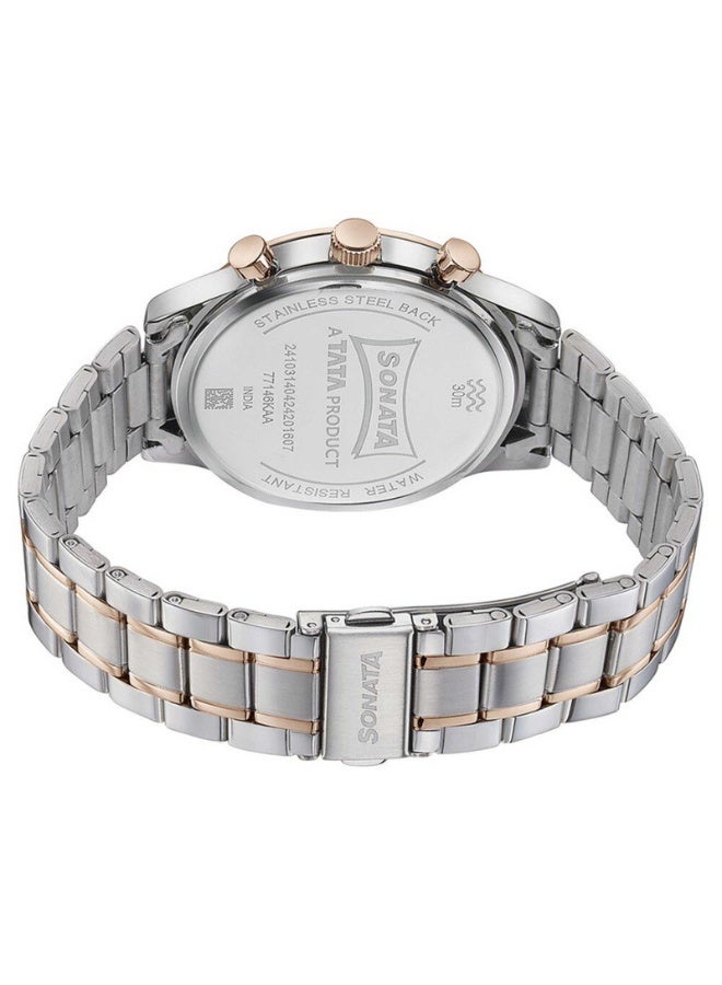 Sonata 77146KM01 Men’s Watch – Multifunction Light Beige Dial, Two-Tone Stainless Steel Bracelet, Quartz Movement - Image 5