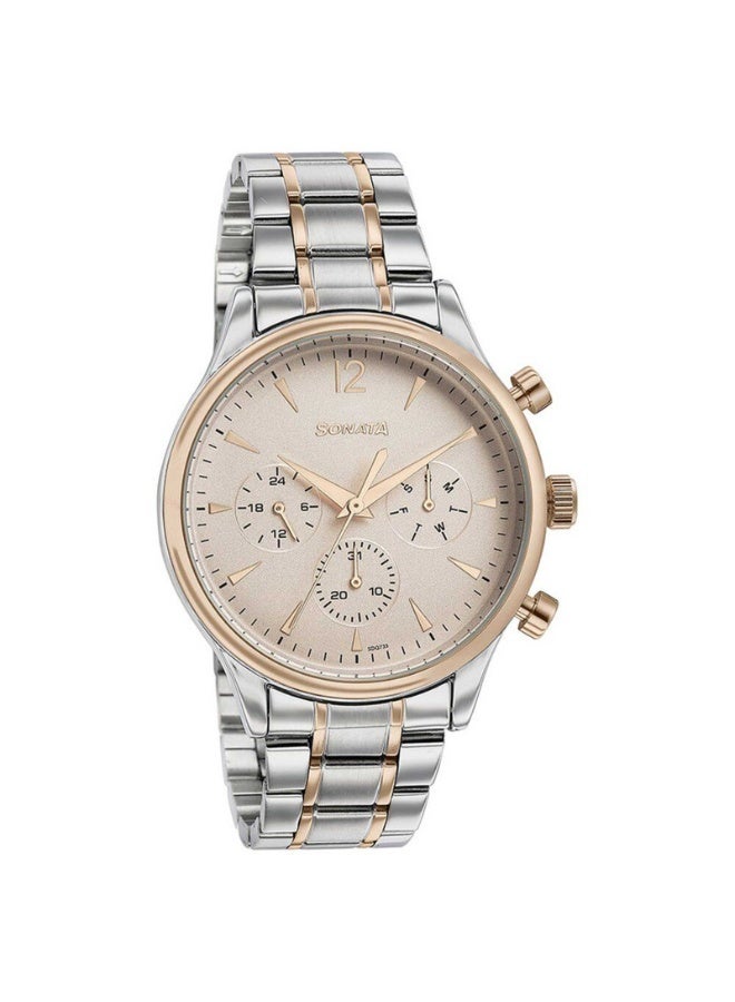 Sonata 77146KM01 Men’s Watch – Multifunction Light Beige Dial, Two-Tone Stainless Steel Bracelet, Quartz Movement - Image 2