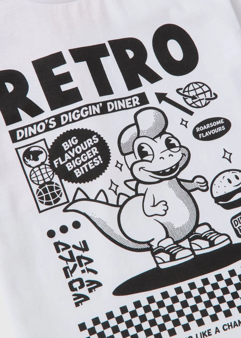 Matalan 3 Pack Boys Multicolour Retro Dino T-Shirts